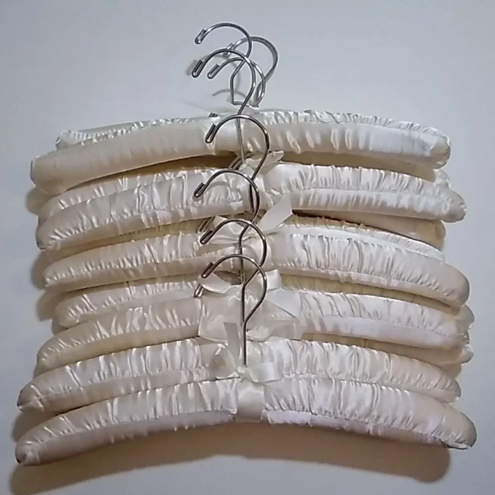 By 18 Padded Satin Boudoir Hangers Ivory